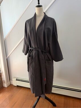 VTG Marriott Hotel Spa Robe Gray Kimono Bathrobe Belted Pockets Unisex One Size
